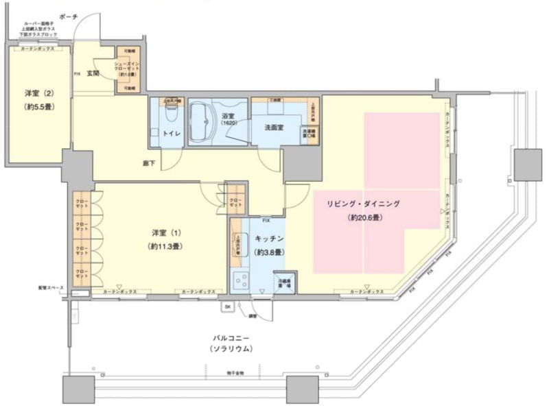 モデルルーム100Type 2LDKの間取り図