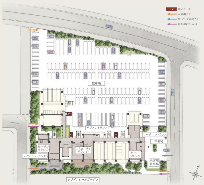 MJR九大学研都市レジデンスの敷地配置図