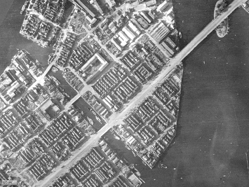 【1945～1950年度撮影】昔のファミール月島グランスイートタワーの場所・周辺環境