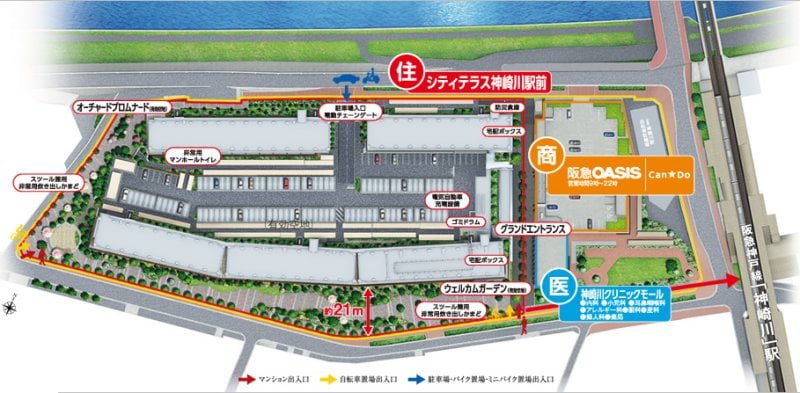 シティテラス神崎川駅前の敷地配置図