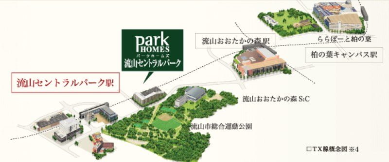 パークホームズ流山セントラルパークの立地概念図