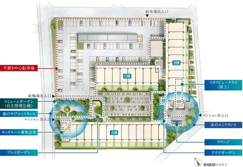 パークホームズ昭島中神の敷地配置図