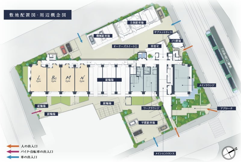 ポレスター宇品海岸ハーバービューの敷地配置図