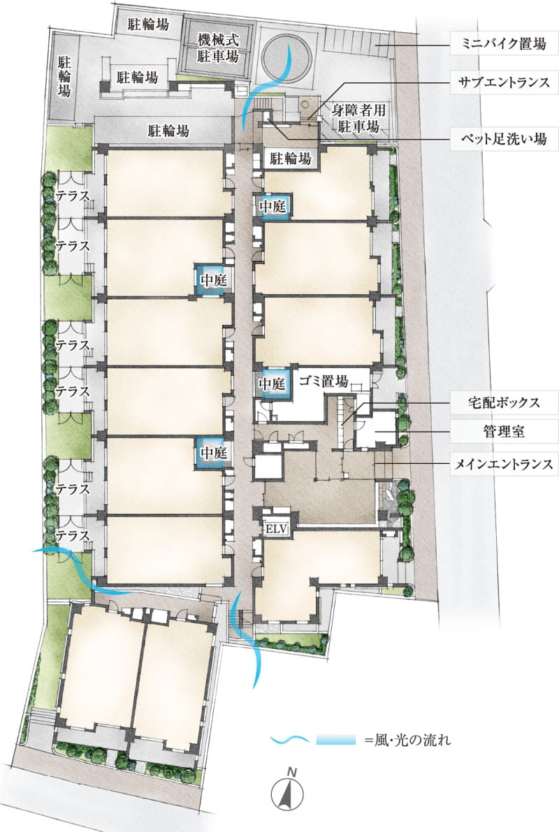 ブリリア大島パークサイドの敷地配置図