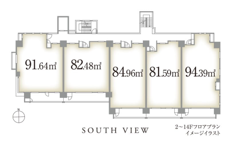 ブランシエラ和歌山の住戸配置図（2階～14階）