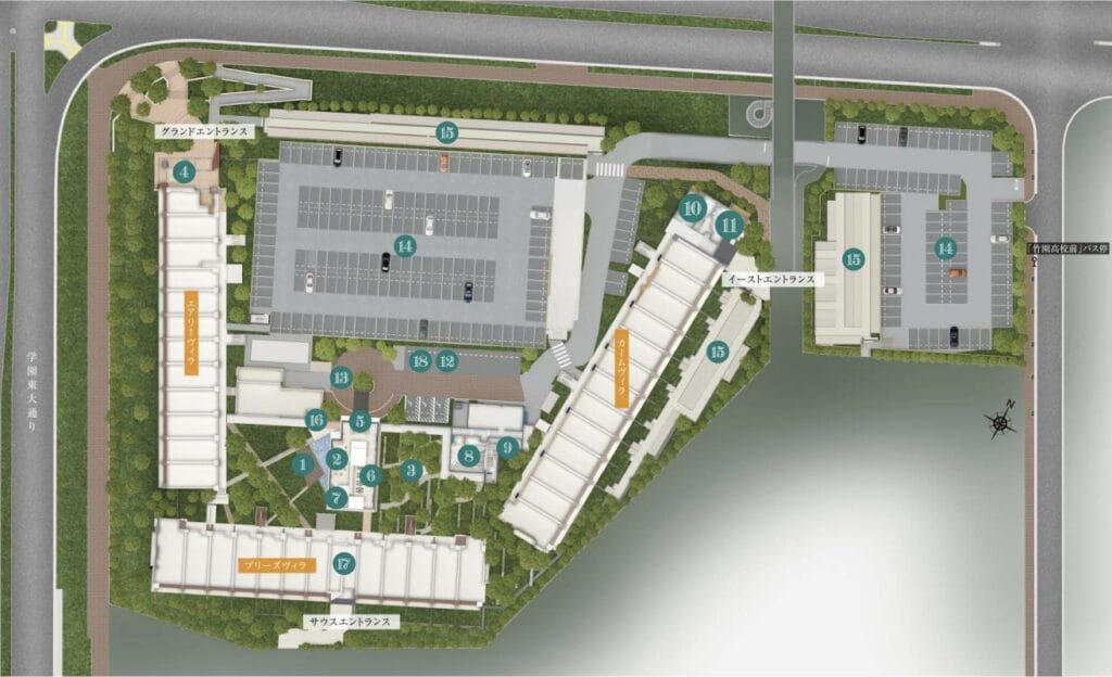 つくばグランヴィラの敷地配置図